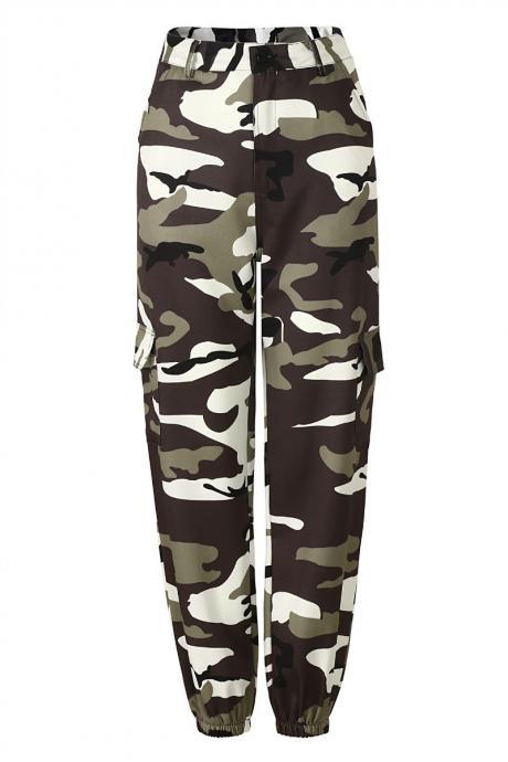 Women Camouflage Harem Pants Casual Loose Jogger Camo Cargo Trousers Sweatpants gray