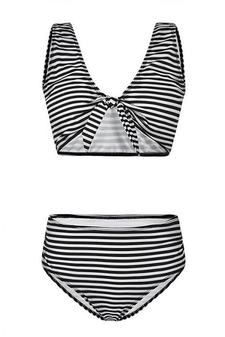 Women Floral Printed Bikini Set Summer Beach High Waisted Bow Swimsuit Swimwear Bathing Suit 7925-6