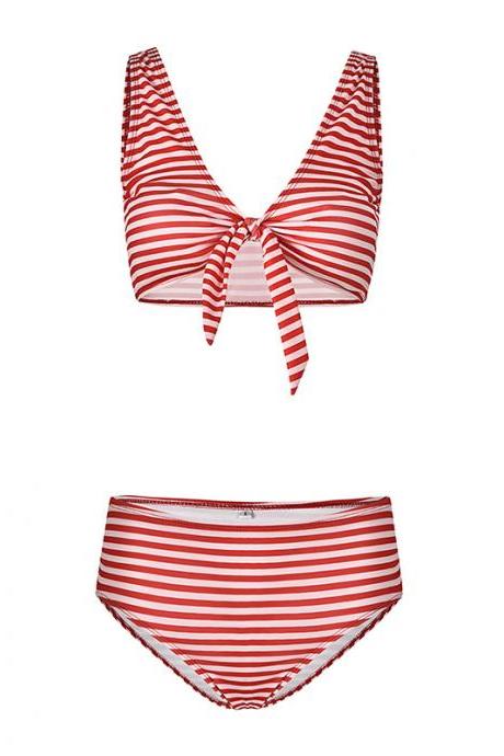 Women Floral Printed Bikini Set Summer Beach High Waisted Bow Swimsuit Swimwear Bathing Suit 7925-7