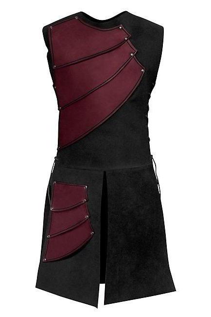  Men Costume Adult Sleeveless Patchwork Medieval Garments Middle Ages Cosplay Clothes red