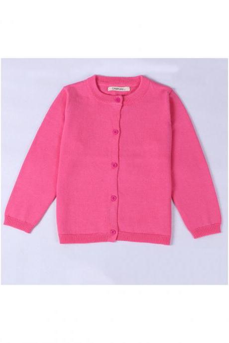 Baby Kids Boys Girls Knitted Cardigan Autumn Winter Buttons Children Sweater Coat Jacket hot pink