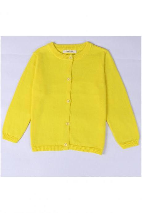 Baby Kids Boys Girls Knitted Cardigan Autumn Winter Buttons Children Sweater Coat Jacket yellow