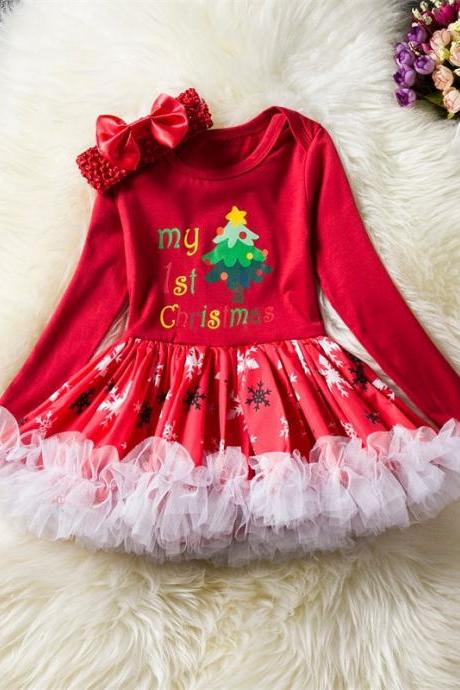 Toddler Kids Baby Girls Dress Long Sleeve Santa Claus Children Ball Gown Party Birthday Christmas Clothes 4#