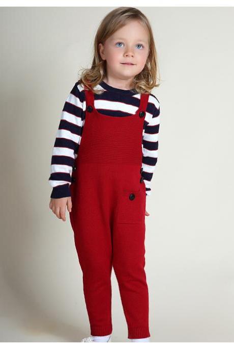  Newborn Baby Boys Girls Overalls Cotton Knitted Jumpsuit Kids Suspender Pants Children Clothing red