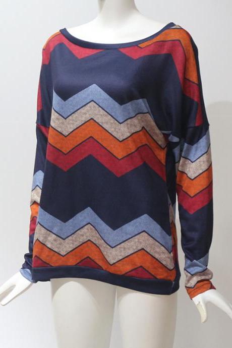  Women Long Sleeve T Shirt Spring Autumn Off Shoulder Casual Geometric Printed Pullover Tops army green