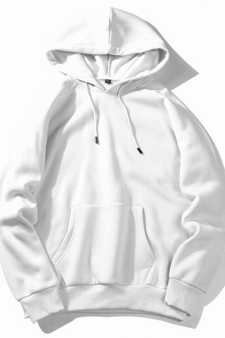 Men Hoodies Winter Warm Long Sleeve Streetwear Hip Hop Casual Hooded Sweatshirts off white