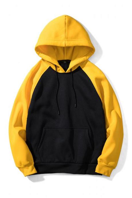 Men Hoodies Winter Warm Long Sleeve Streetwear Hip Hop Casual Hooded Sweatshirts WY39-black