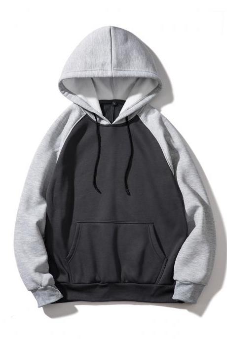 Men Hoodies Winter Warm Long Sleeve Streetwear Hip Hop Casual Hooded Sweatshirts WY39-dark gray