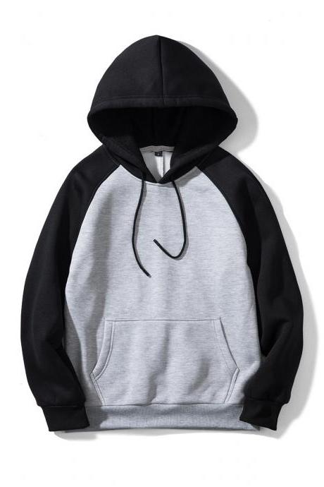 Men Hoodies Winter Warm Long Sleeve Streetwear Hip Hop Casual Hooded Sweatshirts WY39-gray