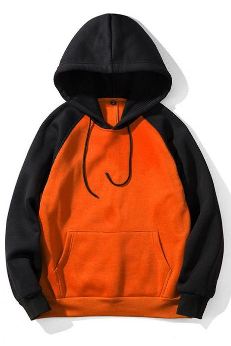 Men Hoodies Winter Warm Long Sleeve Streetwear Hip Hop Casual Hooded Sweatshirts WY39-orange