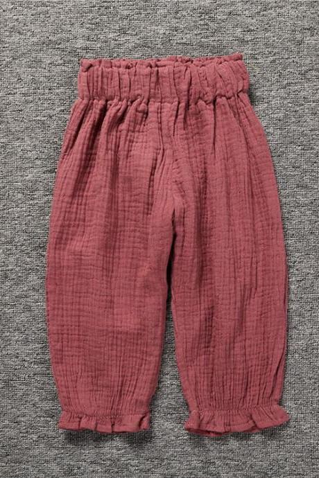 Baby Boys Girls Harem Pants Casual Linen Summer Kids Children Long Lantern Trousers red