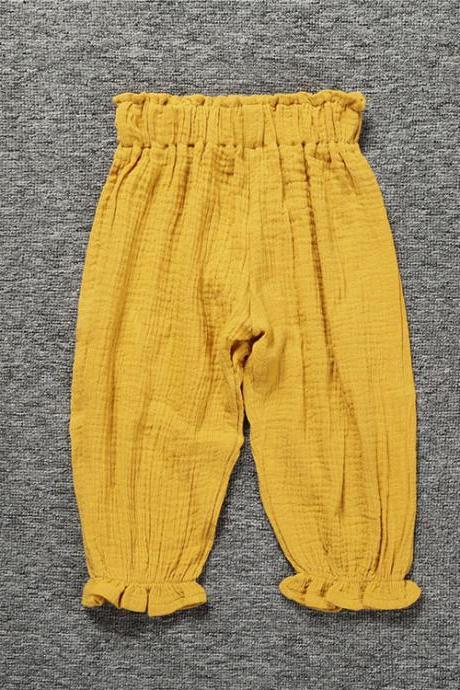 Baby Boys Girls Harem Pants Casual Linen Summer Kids Children Long Lantern Trousers yellow