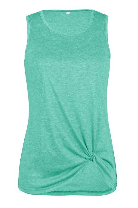 Women Tank Top Summer O Neck Vest Top Casual Loose Sleeveless T Shirt green