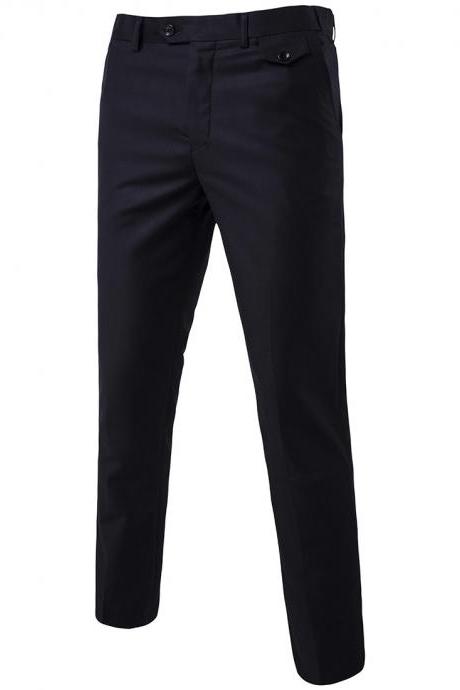 Men Suit Pants Cotton Solid Casual Business Formal Bridegroom Plus Size Wedding Trousers black