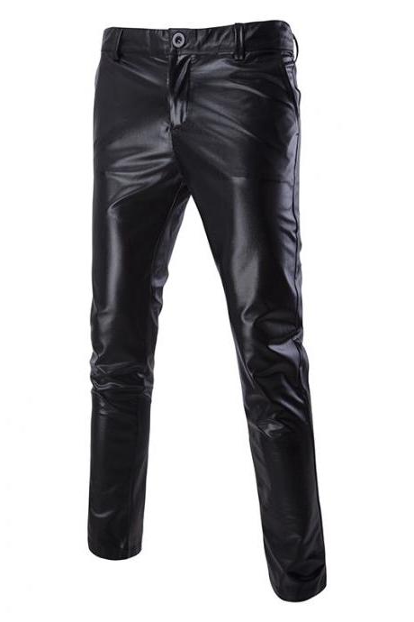 Men Long Pants Costumes Golden Performance Show Hot Stamping Casual Business Trousers Black