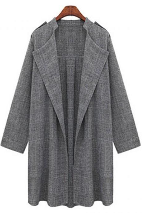 Fashion Womens Long Waterfall Coat Jacket Cardigan Overcoat Jumper Plus Size Tops dark grey ( 