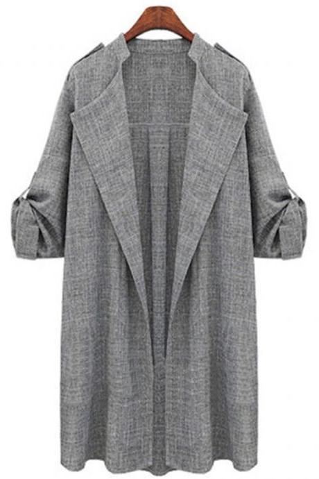  Fashion Womens Long Waterfall Coat Jacket Cardigan Overcoat Jumper Plus Size Tops light grey 