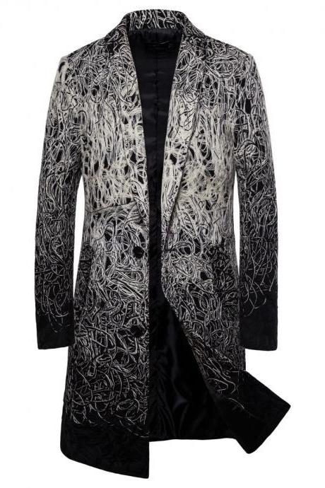  New Fashion Autumn Winter Men's Clothing Medium Long Style Men's Trench Coat black