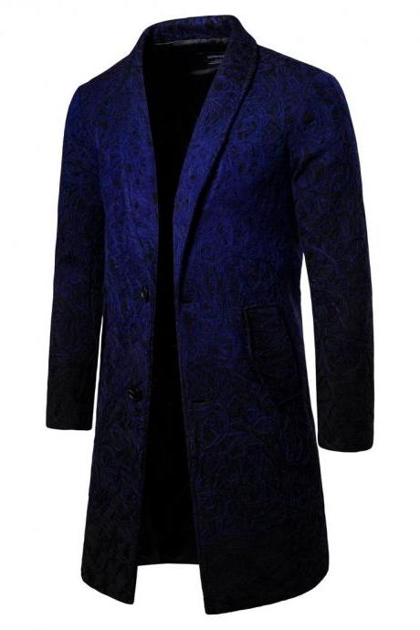  New Fashion Autumn Winter Men's Clothing Medium Long Style Men's Trench Coat navy blue
