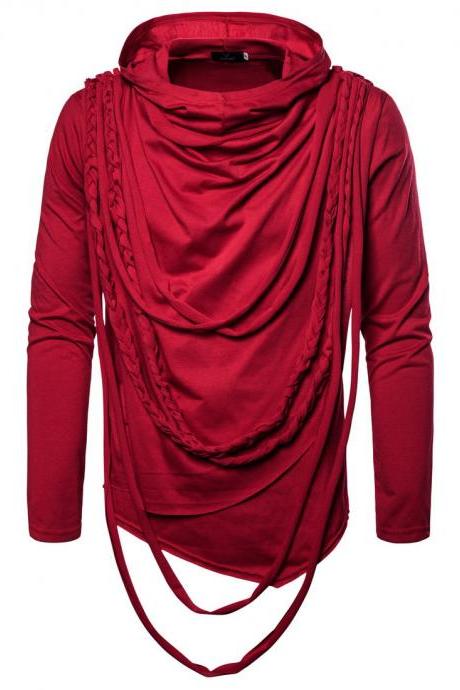 Fashion Spring Autumn Winter Clothing Trend Long-sleeved Pullovers Men T Shirt Tops Red