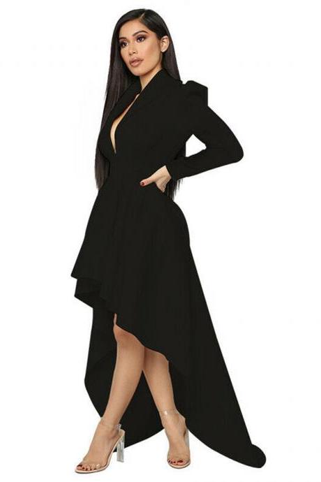 Women Long Sleeveless Cocktail Formal Prom Gown Deep V Evening Club Party Dress black
