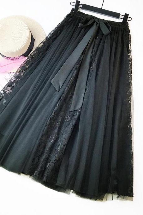 Spring Autumn Fashion Women&amp;#039;s High Waist Pleated Solid Color Half Length Elastic A Line Long Midi Skirts