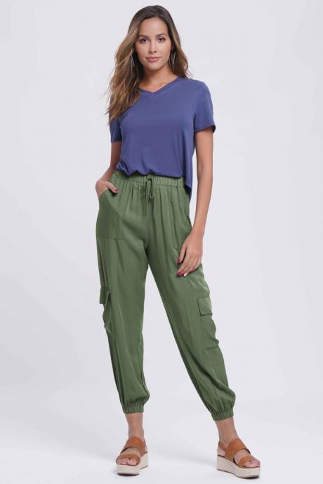 Women's autumn and winter casual pants multi-pocket tooling beam trousers 