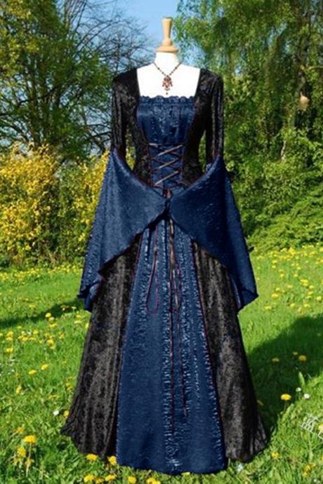  Halloween Medieval Cosplay Costumes for ladies Middle Ages Stage Performance Gothic Retro Court Victoria Dress female