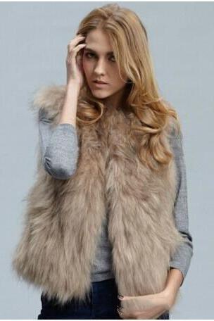 Women Faux Fur-like Fox Fur Faux Fur Waistcoat Ladies Autumn Winter Short Vest Jacket