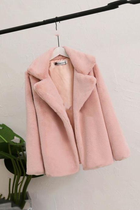 Women Autumn Winter Coat Thick Loose Fur Coat Fur Long Section Was Thin Solid Jacket
