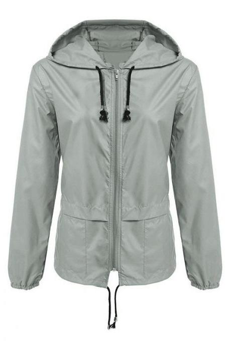 Women Raincoat Jacket Coat Hiking Tops Lightweight Waterproof Outdoor Workout Coat