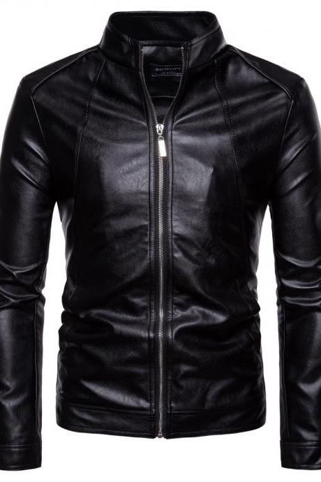 Autumn Style Products Stand Collar Sportsman Locomotive Leather Coat Washing Pu Leather Jacket
