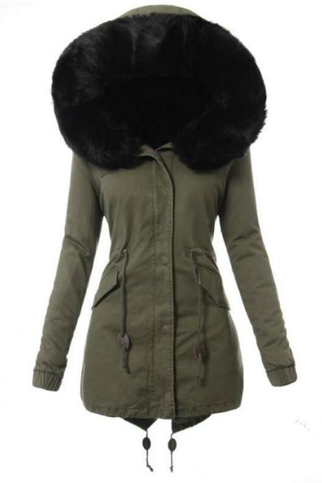 Fashion Women&amp;#039;s Faux Fur Hooded Coat Winter Warm Thicken Parka Jacket Outwear
