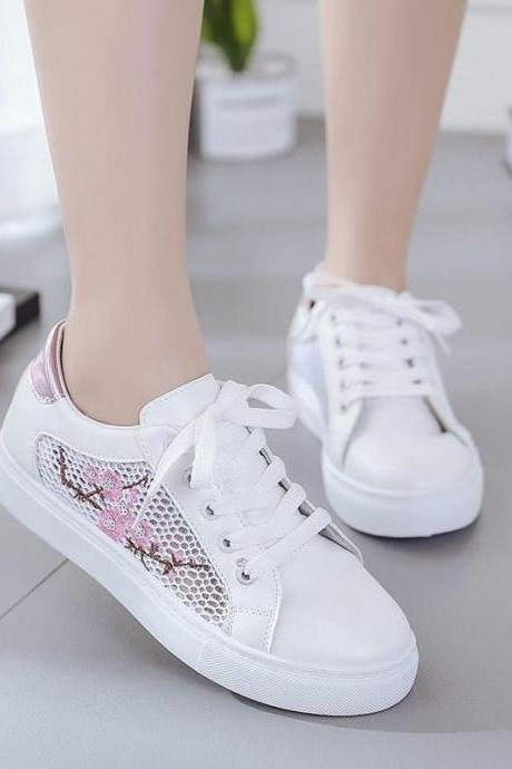 Women Shoes Korean Summer Ribbon Canvas Shoes Wild Net Shoes Breathable Sneakers Students Xiaobai Shoes
