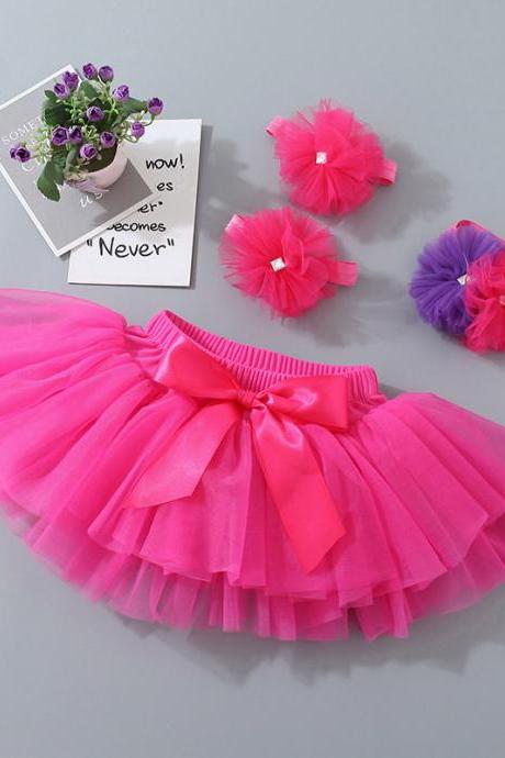 2020 Baby Girls Tutu Skirt 3pcs Bloomers Newborn Outfits Fluffy Pettiskirt With Flower Headband Footband Infant Clothing Set