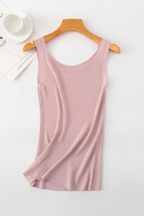  Women Crop Top Club Sexy Knitting Camisole With Hole Female Tank Tops Ladies Sleeveless Solid Simple Tops 