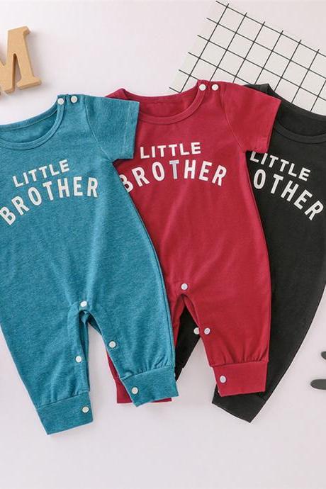 Summer 0-2t Letter Brother Short-sleeved Romper Baby Jumpsuit Baby Male Casual Robe
