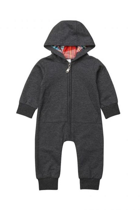 Infants children's clothing long-sleeved stitching hooded rompers children's clothing boys girls jumpsuits spring autumn