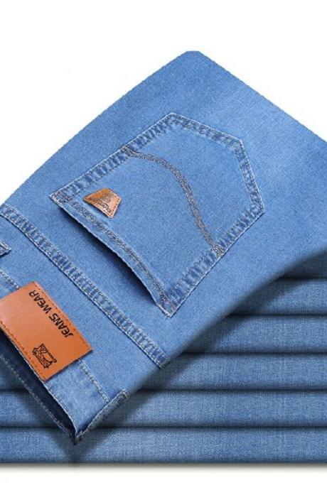 Summer Men Casual Thin Jeans Pantsbusiness Elastic Force Fashion Denim Jeans Trousers
