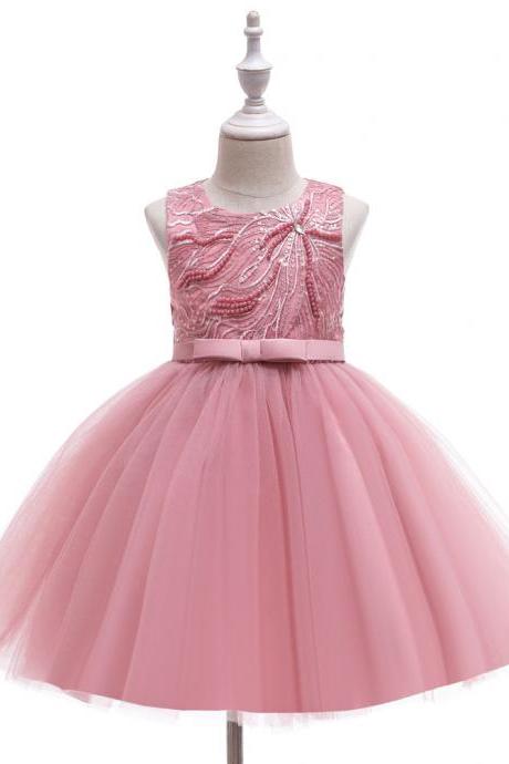 Children Girls&amp;#039; Fluffy Dresses, Sleeveless Sequins, Infants, Flower Girls, Princess Dresses, Baby One-year-old Dresses
