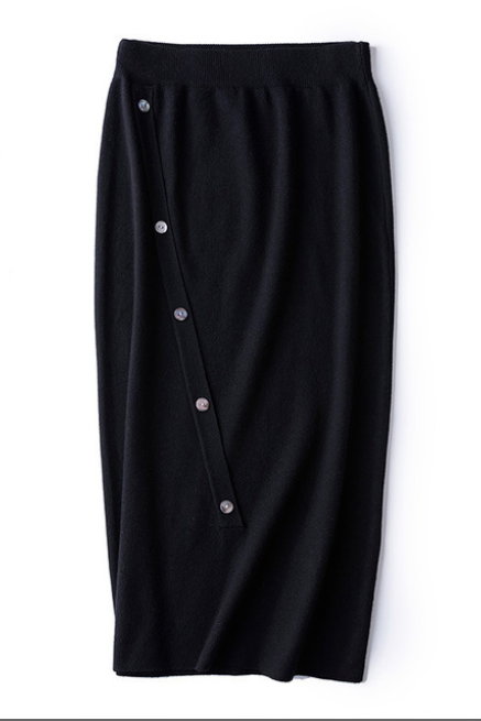 Women Skirt Vintage Gothic Solid Knee Length Cashmere Skirt Clothes