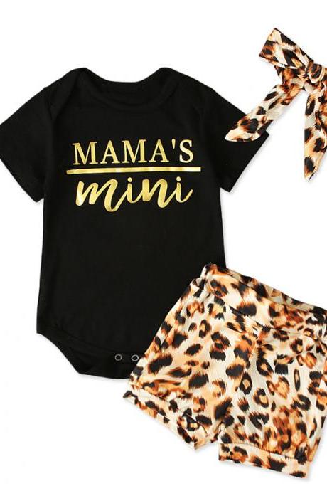 Baby Girl Romper Tops Jumpsuit Leopard Pants Headband Newborn Outfit Clothes Set