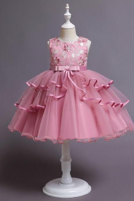  Children's dress, princess dress, girl's flower girl, wedding dress, pettiskirt, costume, piano, catwalk dress
