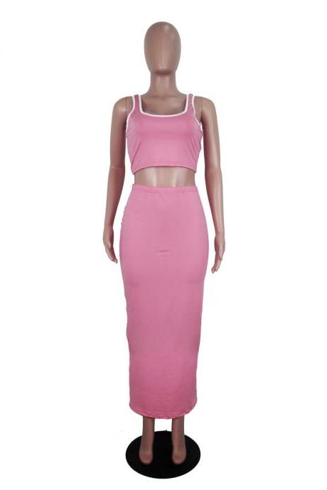  Sexy 2 Piece Set Women Dress Summer Clothes Crop Top Maxi Skirts Two Pcs Club Birthday Outfits Lounge Wear Matching Sets