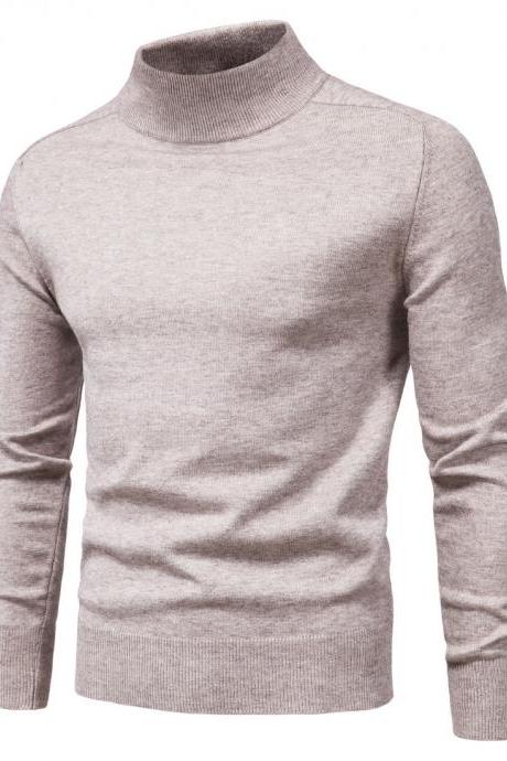 Autumn Foreign Trade Men Solid Half-collar Slim Sweater Bottoming Shirt Sweater