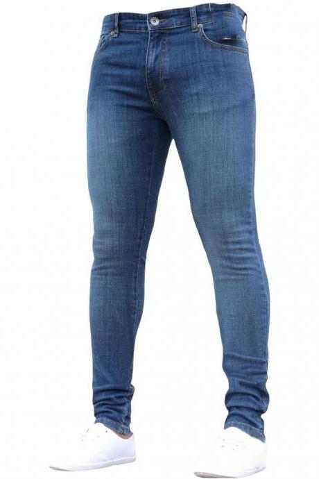 Skinny Jeans Men Pure Color Denim Pants Cotton Vintage Wash Hip Hop Work Plus Size Winter Autumn jeans Trousers