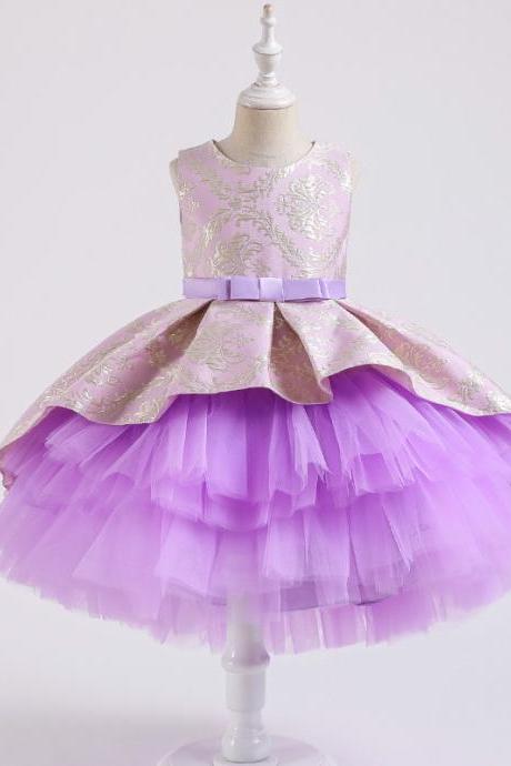 Flower Vintage Embroidery Baby Girls Dress Opening Ceremony Clothing Tutu Party Elegant Wear Girls Princess Dress Kid 