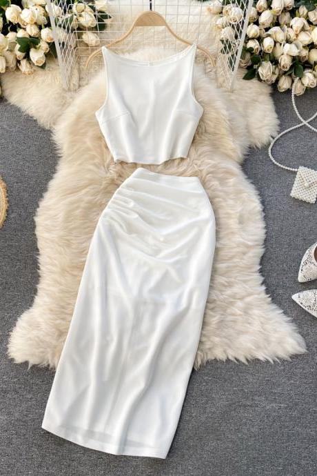 women Two-piece suit top +skirt beach holiday beach skirt