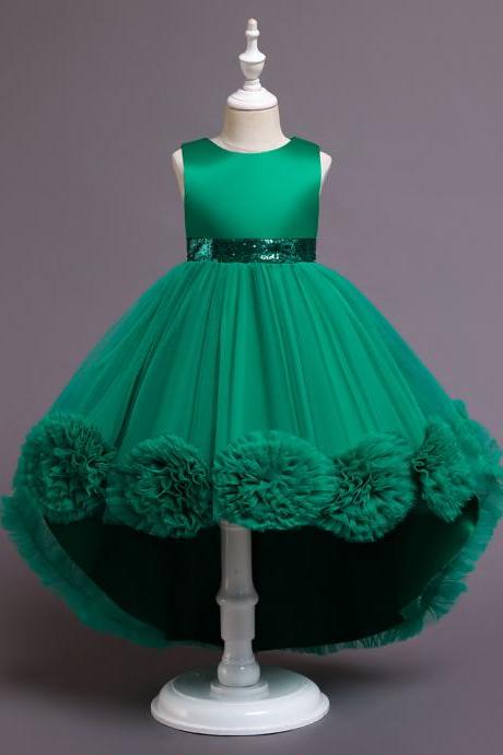 Princess Lace Dress 2021 Kids Flower Embroidery Pageant Formal Ball Gown Kids Costume