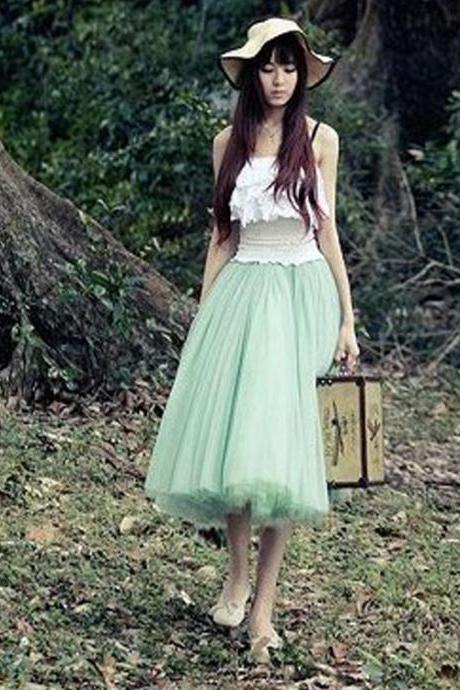 Women Five-layer Mesh Skirt, Princess Style High Waist Mesh Skirt, Tutu Skirt